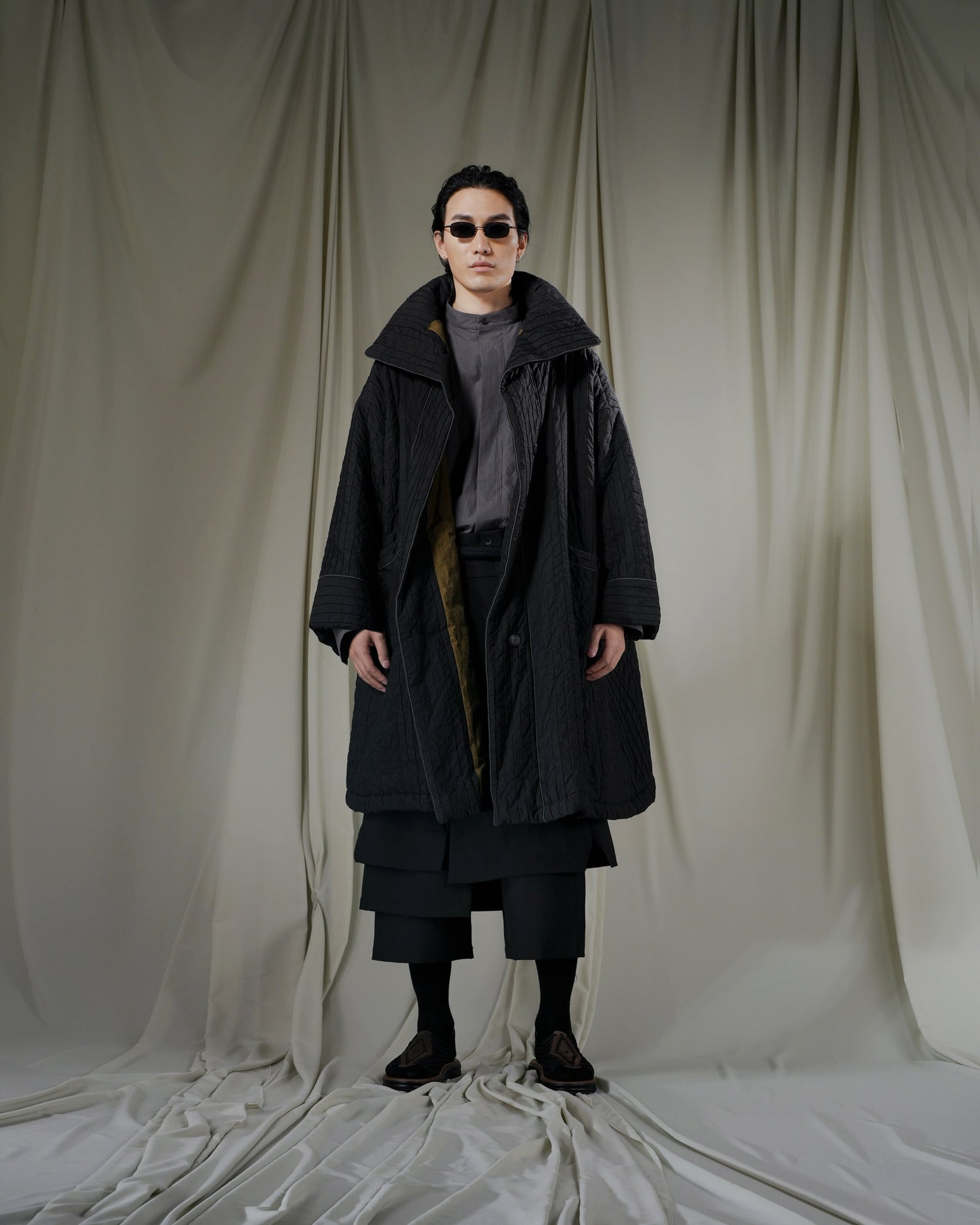 ROSEN | Euclid Padded Coat in Pleated Cotton