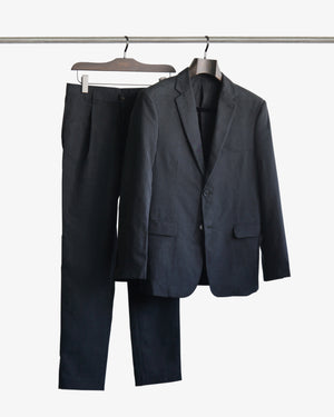 ROSEN-S Professional Suit in Midnight Grey Silk Linen Sz 3