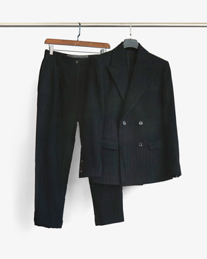 ROSEN Double-Breasted Suit in Pinstriped Wool Sz 1
