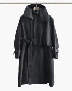 ROSEN Earhart Parachute II Coat in Obsidian Silk Wool Sz 1-2