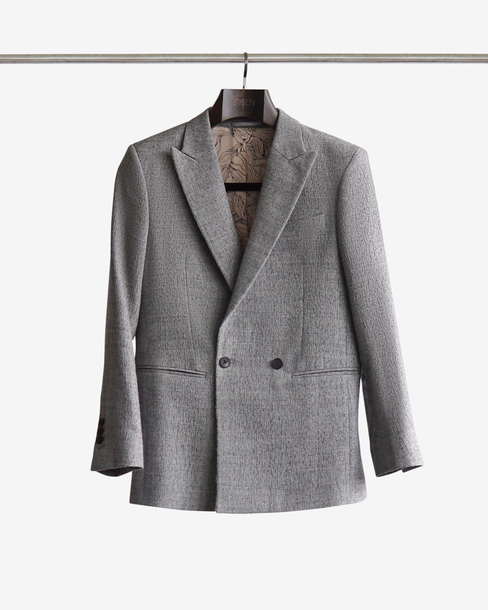 Silk Lacket Sample ROSEN Double-Breasted Silk Wool Suit Jacket