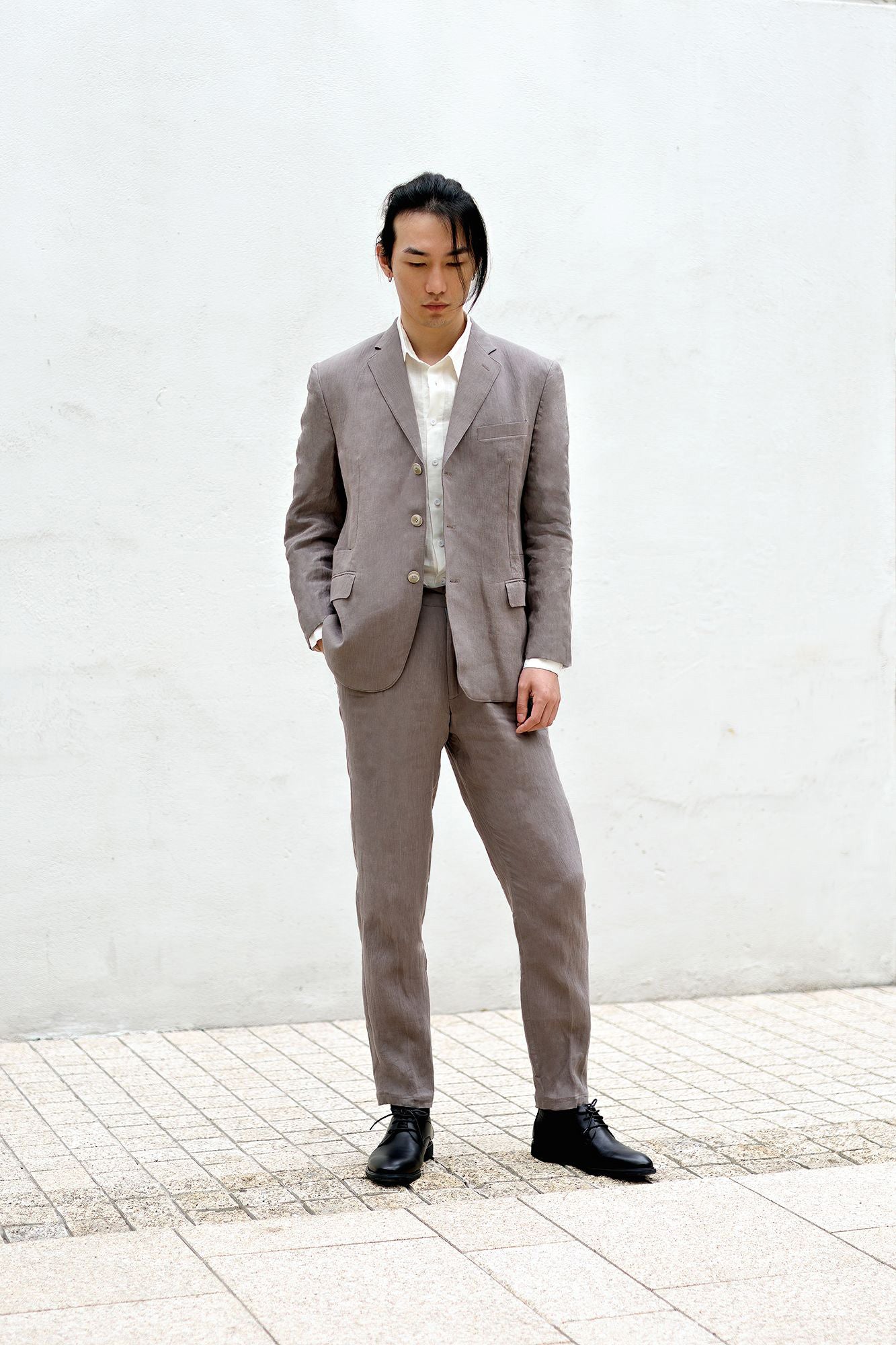 ROSEN-S Daily Suit in Taupe Linen Sz 2-3