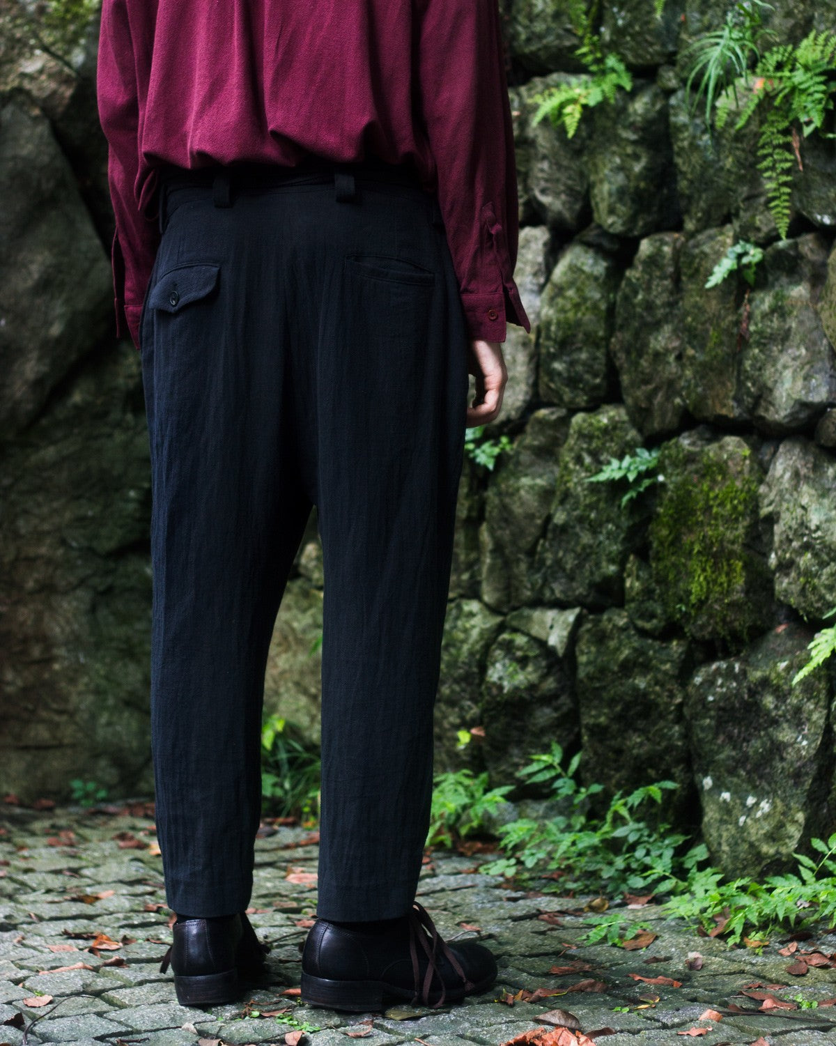 ROSEN Yeats Trousers in Crosshatched Linen Sz 1