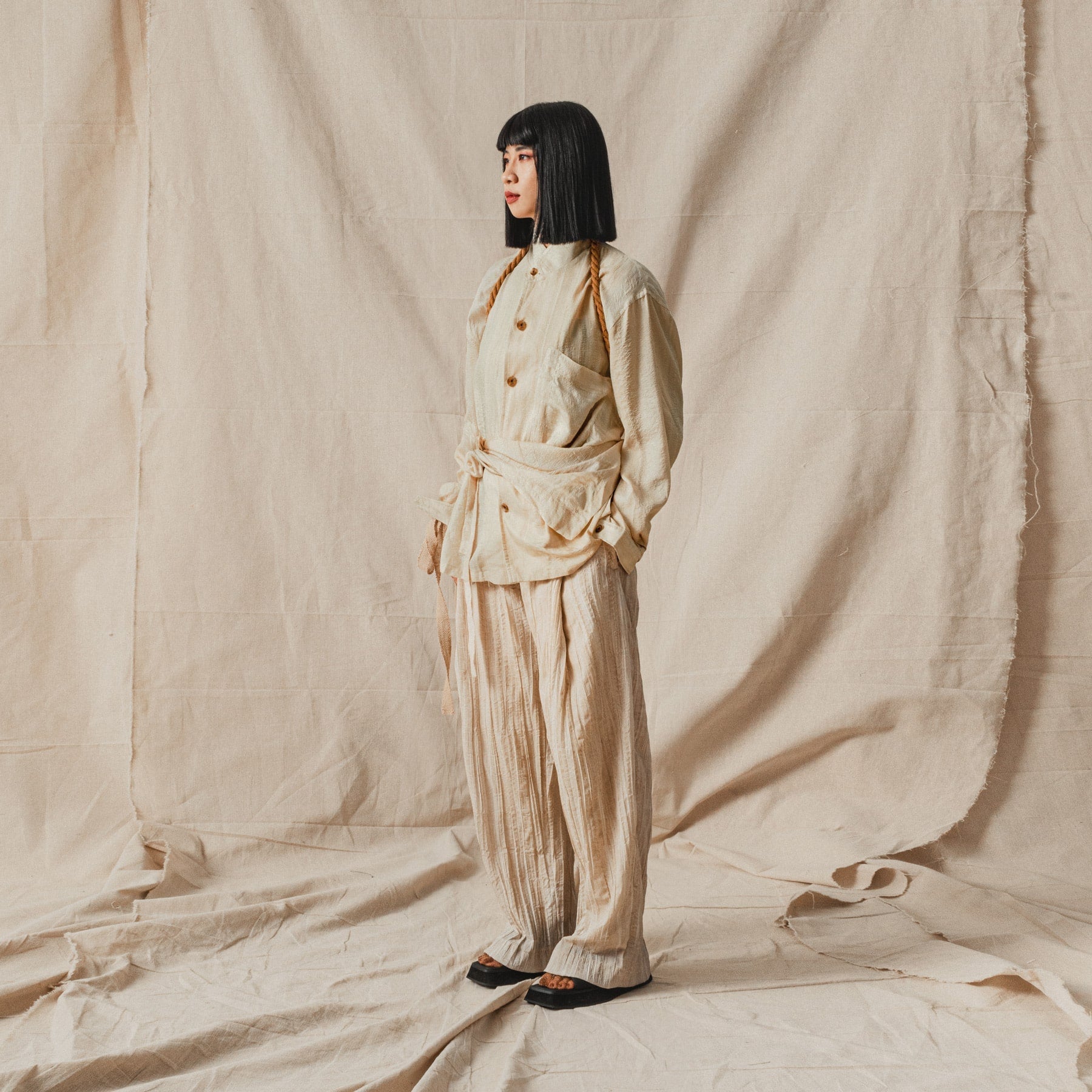 ROSEN Plato Shirt in Tussah Silk Sz 2