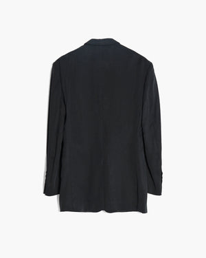 ROSEN-S Professional Suit Jacket in Midnight Grey Silk Linen Sz 2-3